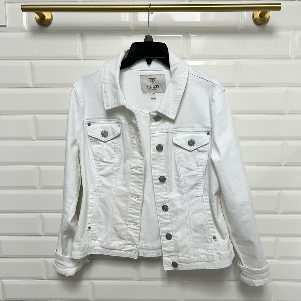 Womens XL Guess White Jean Jacket